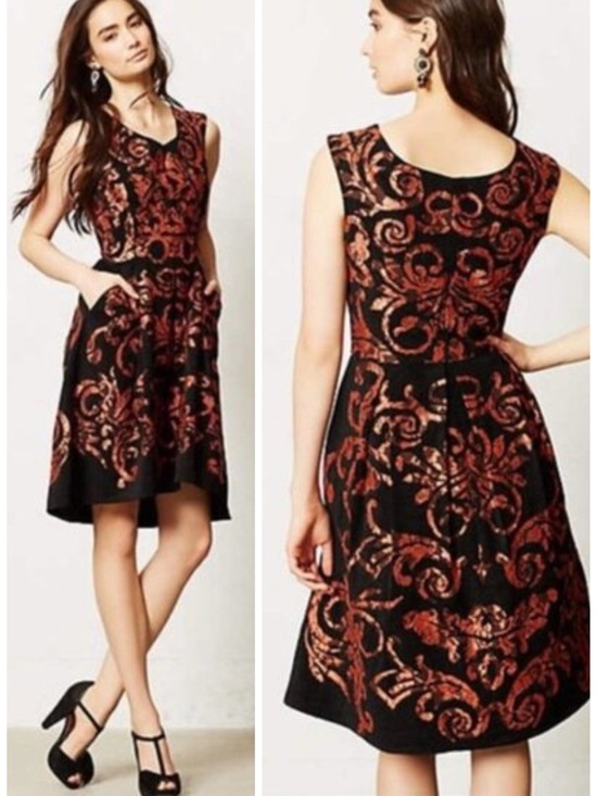 Anthropologie Dresses & Skirts - Anthropologie Yoana Baraschi Mirissa Mini Dress In Black and Copper Size 2 EUC
